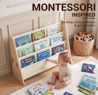 Étagère à livres en bois Montessori pour tout-petits, 4 niveaux, présentoir de livres pour enfants, organisateur de rangement pour livres pour chambre d'enfant et salle de jeux