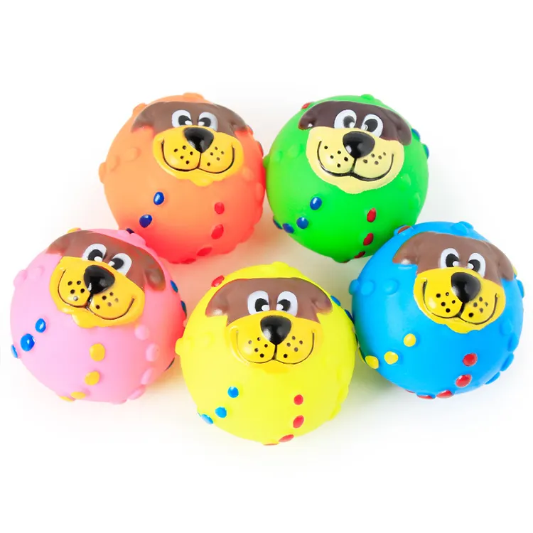 Bite Resistant Squeaky Ball Smile Vinyl Pet Dog Toy