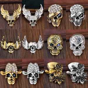 Fashion Motorcycle Biker Brooches Halloween Skull <b>Pin</b> Punk Skeleton <b>Badge</b> Gothic Brooch for Jewelry Accessory Gifts Wholesale - Product Image 1