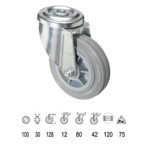 Ruota Industriale in Gomma Grigia da 100 mm. - Product Image 1