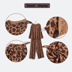 Pantaloni Larghi da <span class=keywords><strong>Donna</strong></span> Personalizzati in <span class=keywords><strong>Maglia</strong></span> Jacquard Vintage con Stampa <span class=keywords><strong>Leopardata</strong></span>, Morbidi e Traspiranti in Misto Viscosa, Stile Casual alla Moda - Product Image 4