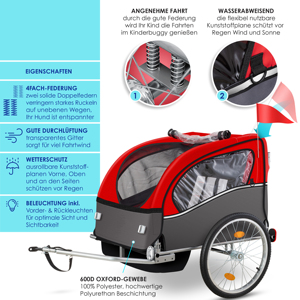 Rimorchio per Bicicletta 2 in 1 per Bambini, Passeggino Jogger, Carrello Trasporto <span class=keywords><strong>Bici</strong></span> per 2 Bambini - Product Image 3