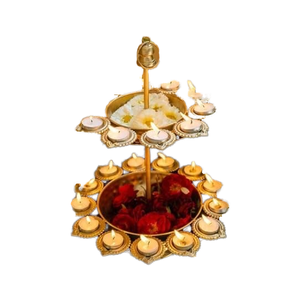 Gold-Plated Brass Metal Taj Urli Water <b>Floating</b> Flowers Figurine Pot Elegant Easter Puja Home Decor Gift - Product Image 1