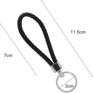 Porte-clés en cuir tressé fait main coloré avec anneau en acier inoxydable, pendentif de pochette, accessoires de mode pour hommes et femmes - Product Image 2
