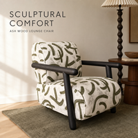 Fauteuil d'appoint en tissu, vente directe usine, OEM ODM, structure en bois de frêne, style Mid-Century Modern, écologique, pour salon et chambre à coucher