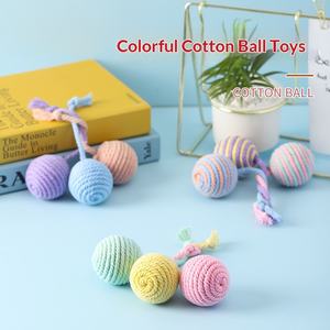 Juguetes Ecológicos para Gatos de Hilo de Algodón Color Macaron, Pelotas Tejidas para Autoentretenimiento, Resistentes al Desgaste, Suministros para Mascotas - Product Image 4