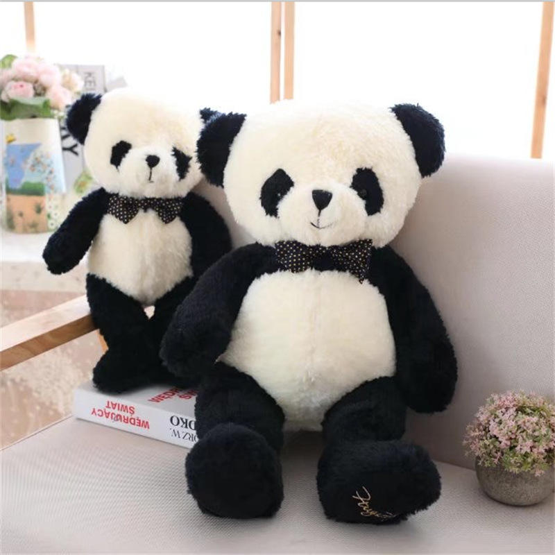 CustomPlushMaker New Bow Tie Cute Panda Plush Toy Children's Birthday Gift Claw Machine Doll Wholesale Plush Toy