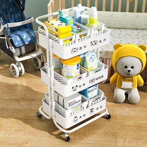 Multi Tier Mobile Storage Cart 3 Layers Rotatable Movable Standing Type Easy Cleaning For Kitchen Bedroom Snack Organization - Product Image 1