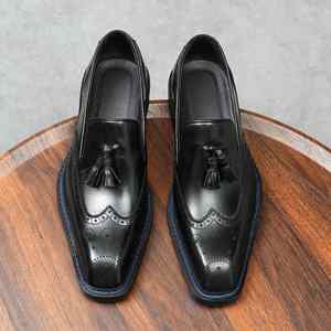 Zapatos Oxford Casuales de Negocios para Hombre, con Punta Cuadrada, Transpirables e Impermeables, en Color Negro, para Vestir Formal - Product Image 2