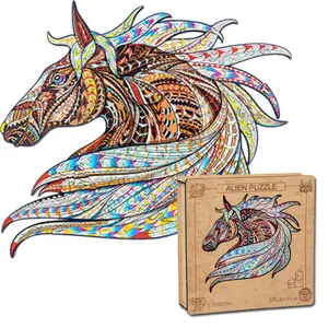 Деревянные Пазлы лошадь головоломки нерегулярные животные Коробка-головоломка игра WD21142