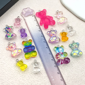 Breloques en forme d'ours pour la fabrication de bijoux, 18 mm, pendentifs en résine irisée transparente, 7 styles - Product Image 4