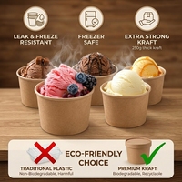 Vasos Desechables Ecológicos para Helado y Comida Rápida, Biodegradables, Compostables, Resistentes a la Grasa, de Papel Kraft, para Llevar