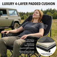 Chaise de camping rembourrée surdimensionnée, robuste, pliable en quatre parties, portable pour l'extérieur - Supporte 500 lb