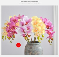 Bunga Phalaenopsis Buatan 8 Tangkai, Tekstur Lembut dan Melembapkan, Gaya Eropa, PVC, Satu Ranting, untuk Dekorasi Rumah dan Ruang Tamu
