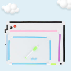 Pizarra blanca magnética de doble cara con marco de plástico colorido, pizarra de borrado en seco, tablero de dibujo para niños, tablero de mensajes - Product Image 6