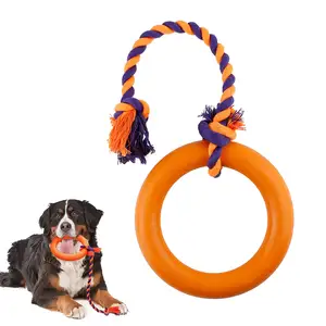 Unipopaw indestructible naturel résistant aux morsures anti-stress mainan tarik lingkaran anjing karet caoutchouc chien boucle remorqueur jouet