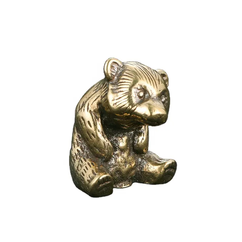 Custom Messing Materiaal Metalen Standbeeld Panda Beeldje Dier Kleine Ornament