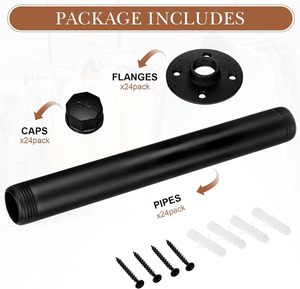 12 Soportes de Pared Industriales de Hierro con Recubrimiento de Polvo Negro para Bricolaje, Soportes Rústicos de Una Sola Cara para Colgar Tubos y Estantes Flotantes - Product Image 2