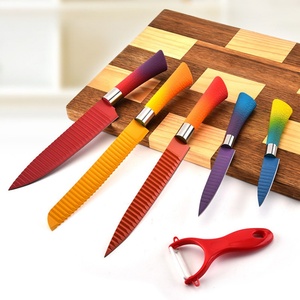 Couteau de cuisine antiadhésif 6 pièces, couteau coloré avec lame ondulée - Product Image 2