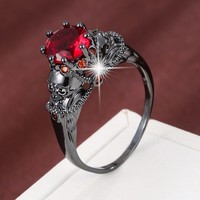 Cincin Wanita Tembaga Murni Berlapis Elektro Batu Alam Bentuk Unik Hadiah Halloween Produsen Ekspor