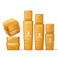Ensemble de cosmétiques de luxe en verre, emballage personnalisé, flacon givré, pot, tonique, lotion, essence, sérum, crème, bouchon à vis, logo personnalisé