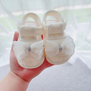 Sandales d'été pour bébés filles de 0 à 1 an, style princesse, avec semelle souple en caoutchouc, nœud blanc, plates et antidérapantes - Product Image 2