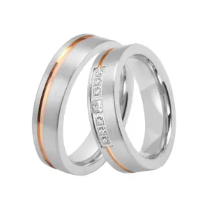 5Mm Cincin Kawin Perhiasan Titanium Cincin Pasangan Baja Tahan Karat untuk Pria dan Wanita Cincin Pertunangan Klasik Alami