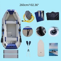 Bateau pneumatique de pêche Solar Marine 2,7 m pour 4 personnes, en PVC, avec plancher gonflable et tous les accessoires
