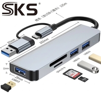 Hub USB 3.0 7 en 1, double entrée USB Type C, adaptateur multi-ports USB avec charge PD pour ordinateur portable, PC, téléphone