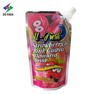 DQ PACK China Supplier Custom Printed Plastic Bag Stand up Pouch Doypack with nozzle for juice jelly drink packaging