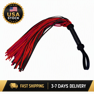 Stock USA Fouet en cuir noir et rouge 17,7 pouces 9 queues Expédition rapide Livraison en 3-7 jours Expédition locale - Product Image 1