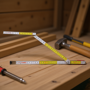 Regla plegable de madera Stanley de 6 pies con extremos metálicos para carpintería y construcción - Product Image 3