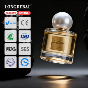 Custom Empty Clear Round Parfum Spray <b>Bottle</b> 50ml 100ml Heavy Base Glass Perfume <b>Bottle</b> With <b>Mist</b> Pump and Pearl Plastic Cap - Product Image 1