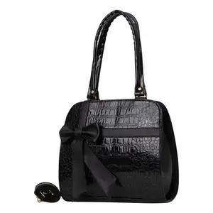 Sac fourre-tout en jean pour femme Fana Coraima, noir, motif Saffiano, décorations chaînes, fermeture à rabat, sac à main décontracté - Product Image 4