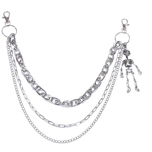 Yueli Punk Style Metal Waist <b>Chain</b> Skeleton Pendant Hip Hop Fashion Denim Accessory Multi Layered Tibetan Silver Body <b>Chain</b> - Product Image 5