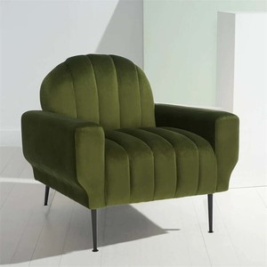 Sillón Individual <span class=keywords><strong>de</strong></span> Salón <span class=keywords><strong>de</strong></span> Estilo Nórdico Moderno, Sillón <span class=keywords><strong>de</strong></span> Tela, Estilo Italiano <span class=keywords><strong>de</strong></span> Lujo Ligero, Terciopelo Verde <span class=keywords><strong>Oliva</strong></span>, Ecológico - Product Image 1