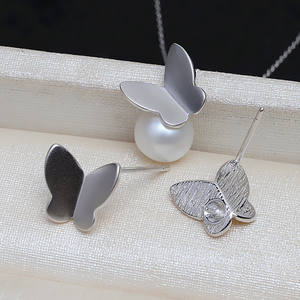 Pendentif papillon en argent S925 avec perle sur le dos, ensemble de 9 à 12 épingles à cheveux, accessoires de bricolage, ensemble de boucles d'oreilles 4025 - Product Image 2