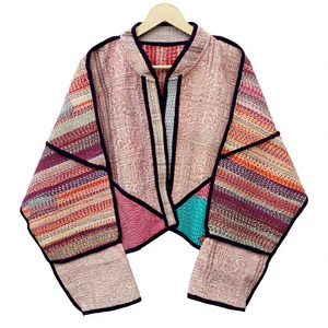 Veste Kantha en gros, faite main, en coton, col mandarin, motif imprimé, manches longues, écologique, respirante, printemps - Product Image 1