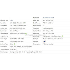 NLB150XG02L-01BA หน้าจอ 15 นิ้ว ความละเอียด 1024*768 จอแสดงผล LCD NLB150XG02L-01BA แผงจอ LCD มีสินค้าในสต็อก - Product Image 4