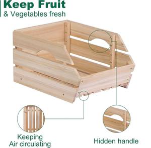 Paniers de rangement en bois personnalisés <span class=keywords><strong>pour</strong></span> pommes de terre et oignons - Paniers empilables en bois <span class=keywords><strong>pour</strong></span> fruits et légumes - Rangement <span class=keywords><strong>pour</strong></span> l'organisation de la cuisine et du garde-manger - Product Image 6