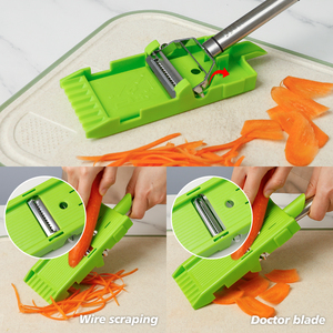 Éplucheur <span class=keywords><strong>de</strong></span> légumes 3-en-1 en acier inoxydable, trancheuse julienne avec plaque râpeuse, double lame, outil <span class=keywords><strong>de</strong></span> cuisine pour pommes <span class=keywords><strong>de</strong></span> terre, carottes, concombres - Product Image 3