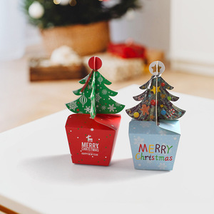 Christmas Gift Packaging Box White <strong>Cardboard</strong> HB0087 <strong>Model</strong> Small &amp; Large Christmas Tree for Ping an Fruit Candy Cake Boxes - Product Image 1