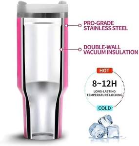 Gobelet isotherme de voyage en acier inoxydable Adventure Vacuum Metal Cup 40oz avec poignée, couvercles et paille - Product Image 3