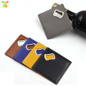 Quà Tặng Bia Kim Loại Mở Ủng Hộ Đám Cưới Tùy Chỉnh Mát Bia Mở PU Da Cup Mat Cosater Mở Chai Cho Người Yêu Bia - Product Image 5