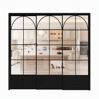Porte coulissante japonaise Shoji en bois insonorisée sur mesure avec panneaux de verre dépoli à grille Kumiko pour cloisonnement intérieur