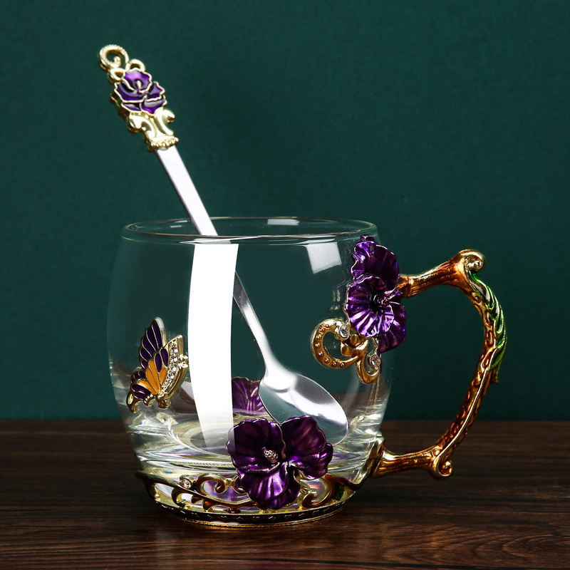 Taza morada + cuchara estilo corto (330 ml)