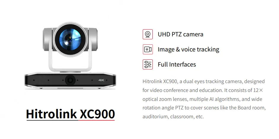Hitrolink 4k auto track video conference camera 12x optical zoom video conferencing camera system ptz camera for church