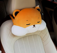 Coussin de soutien cervical en coton PP motif dessin animé pour voiture, support lombaire, sieste, chaise de bureau, protection du cou, repose-nuque