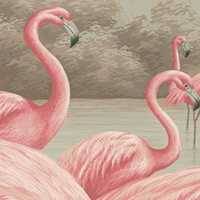 Wallpaper Lanskap Flamingo 3D Modern Nordik yang Dikustomisasi, Mural Dinding Kamar Tidur Gadis Kecil Warna Pink yang Indah untuk Interior Hotel