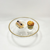 Assiette de présentation en plastique avec bord doré, support décoratif pour bonbons et gâteaux pour la maison